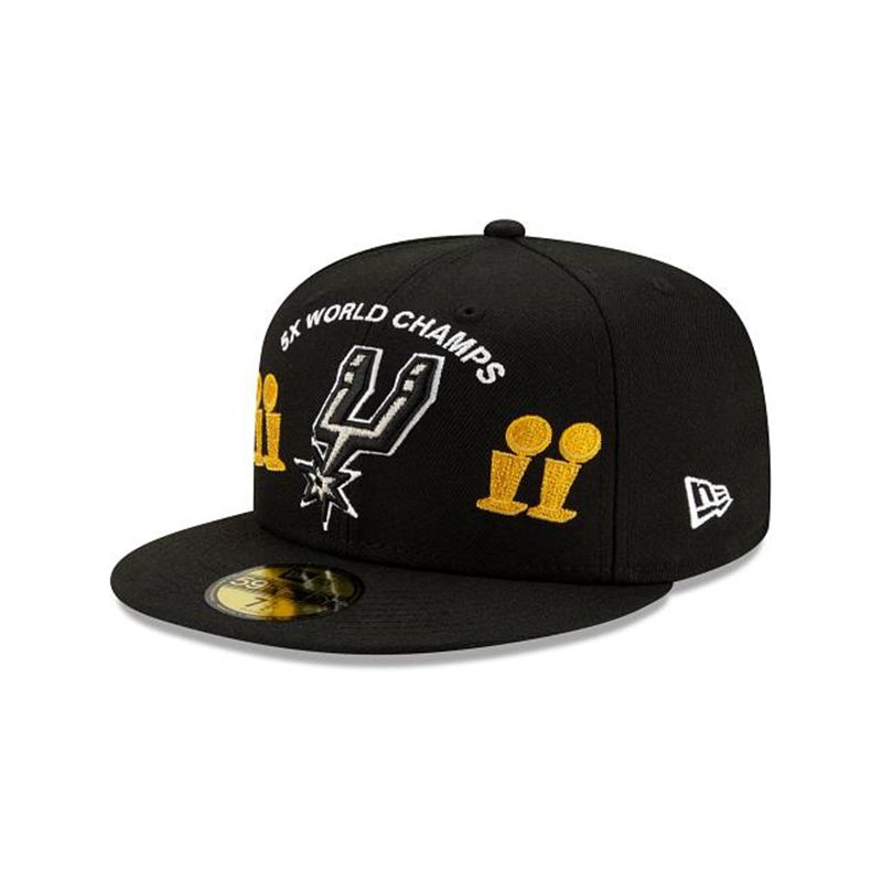 NBA San Antonio Spurs Championship Trophy 59Fifty Fitted (SXN8894) - Black New Era Caps